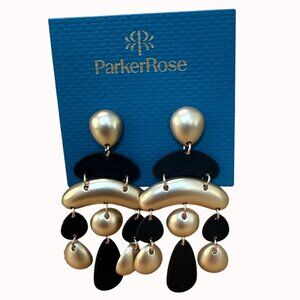 Parkerrose Statement Dangle Earrings With Gold & Black Teardrop Design